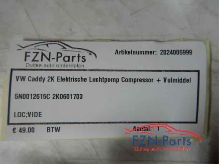 VW Caddy 2K Elektrische Luchtpomp Compressor+ Vulmiddel