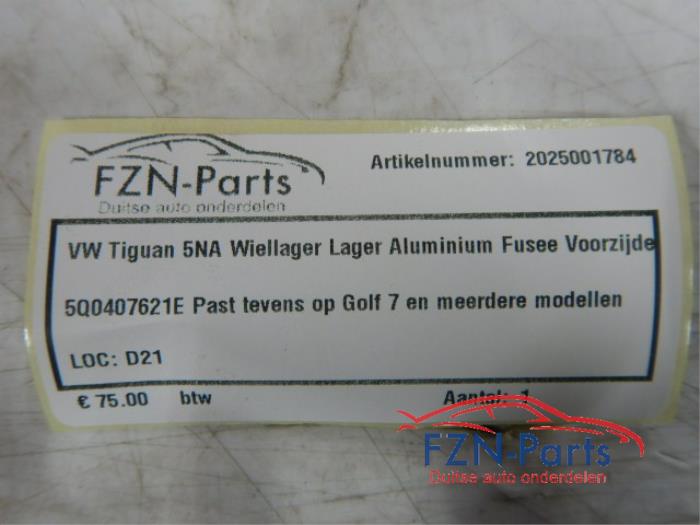 VW Tiguan 5NA Wiellager Lager Aluminium Fusee Voorzijde