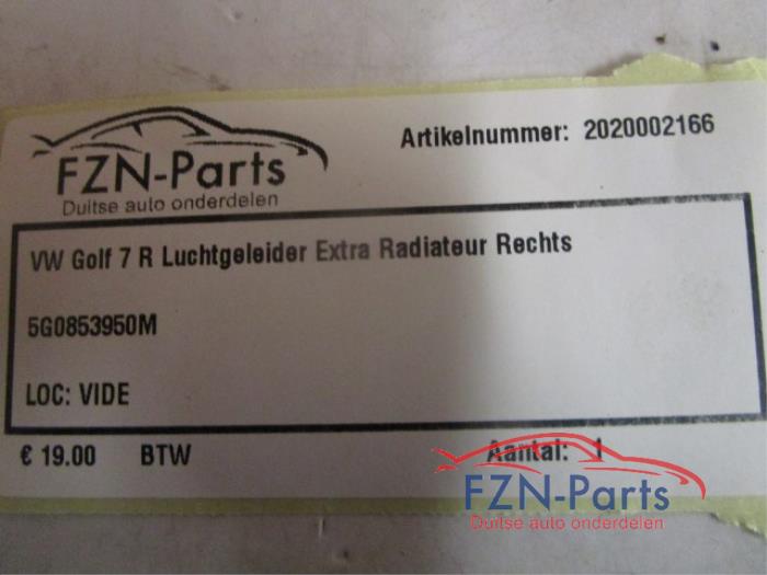 VW Golf 7 Luchtgeleider Extra Radiateur Rechts
