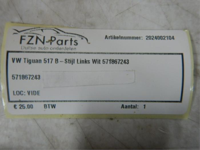 VW Tiguan 571 B-Stijl Links Wit