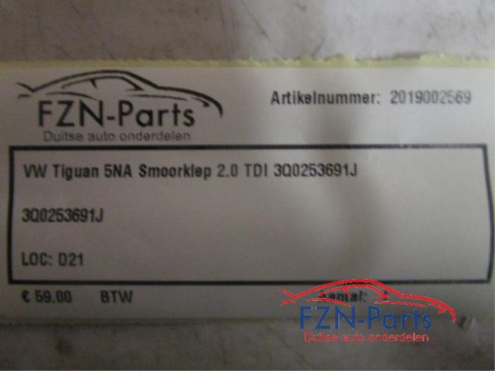 VW Tiguan 5NA Smoorklep 2.0 TDI