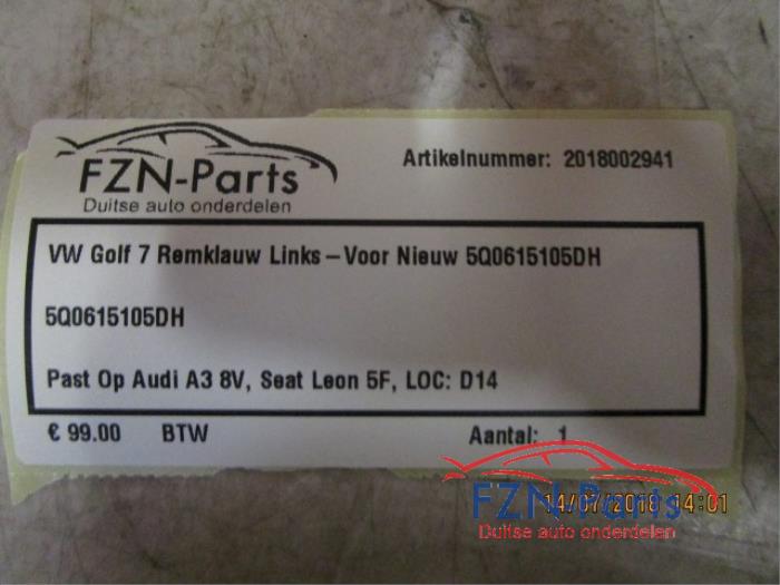 VW Golf 7 Remklauw Links-Voor