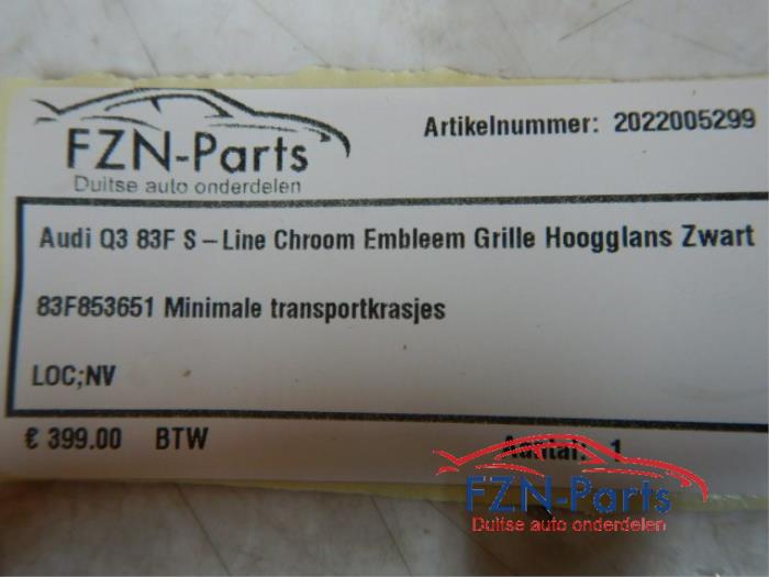 Audi Q3 83F S-Line Grille Chroom Hoogglans Zwart