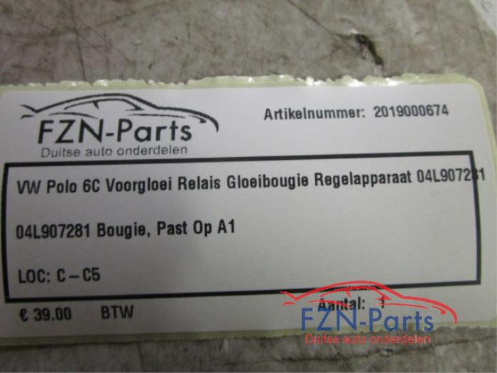 VW Polo 6C Voorgloei Relais Gloeibougie Regelapparaat