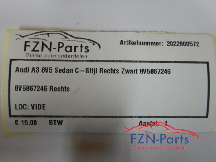 Audi A3 8V5 Sedan C-Stijl Rechts Zwart