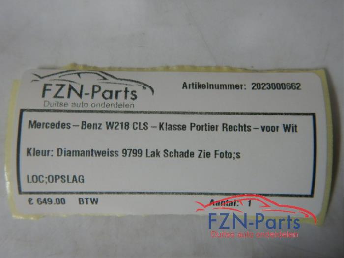 Mercedes-Benz W218 CLS-Klasse Portier Rechts-Voor Wit