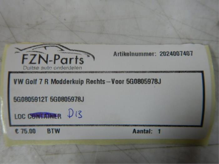 VW Golf 7 R Modderkuip Rechts-voor