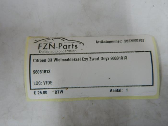 Citroen C3 Wielnaafdeksel Exy Zwart Onyx