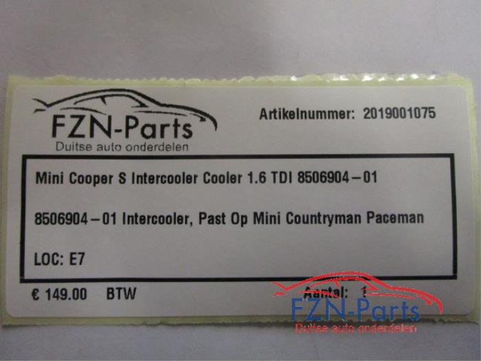 Mini Cooper S Intercooler Cooler 1.6 TDI