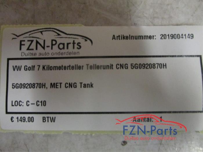 VW Golf 7 Kilometerteller Tellerunit CNG