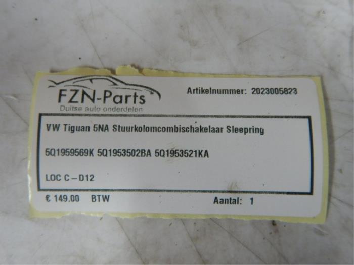 VW Tiguan 5NA Stuurkolomcombischakelaar Sleepring
