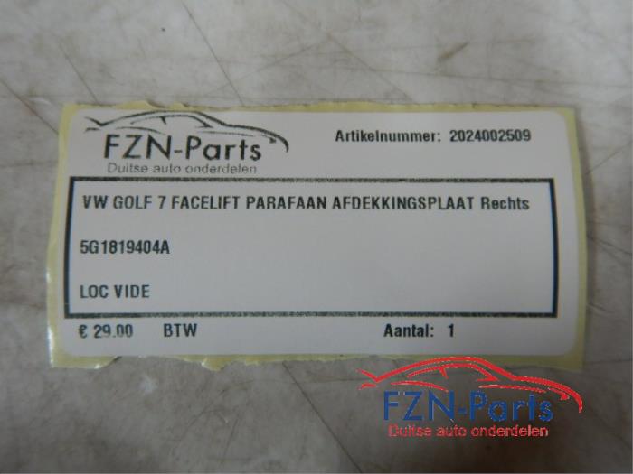 VW Golf 7 Facelift Parafaan Afdekkingsplaat Rechts