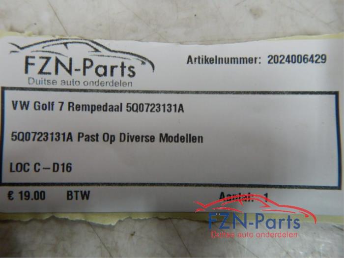 VW Golf 7 Rempedaal Opzet