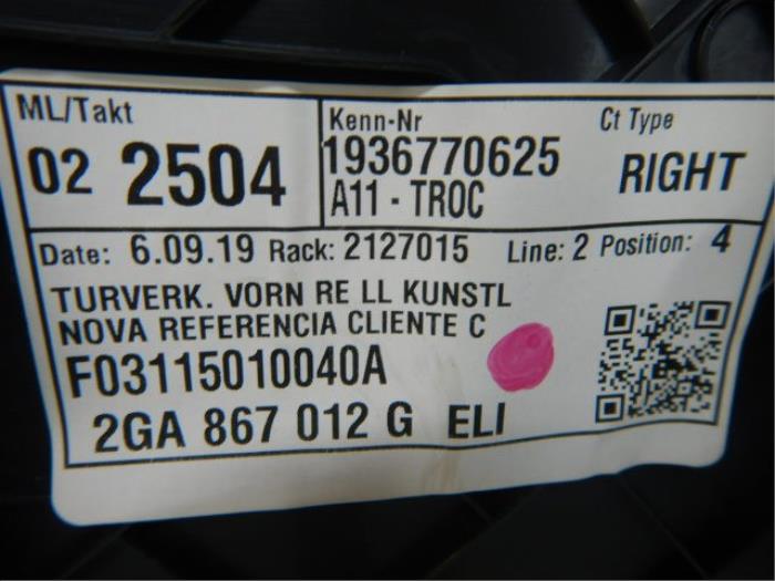 VW T-Roc Deurpanelen Voorzijde Leer verlicht Blauw Inleg
