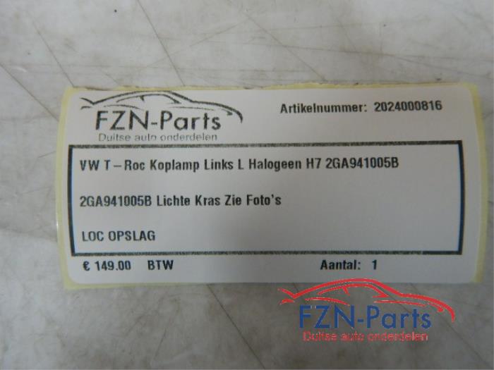 VW T-Roc Koplamp Links L Halogeen H7