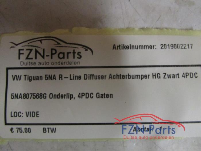 VW Tiguan 5NA R - Line Diffuser Achterbumper HG Zwart 4PDC