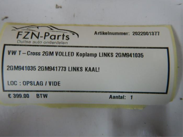 VW T-Cross 2GM VOLLED Koplamp Links