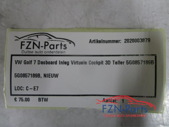 VW Golf 7 Dashboard Inleg Virtual Cockpit 3D-teller
