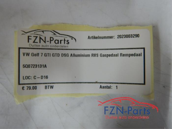 VW Golf 7 GTI GTD DSG Aluminium RVS Gaspedaal Rempedaal