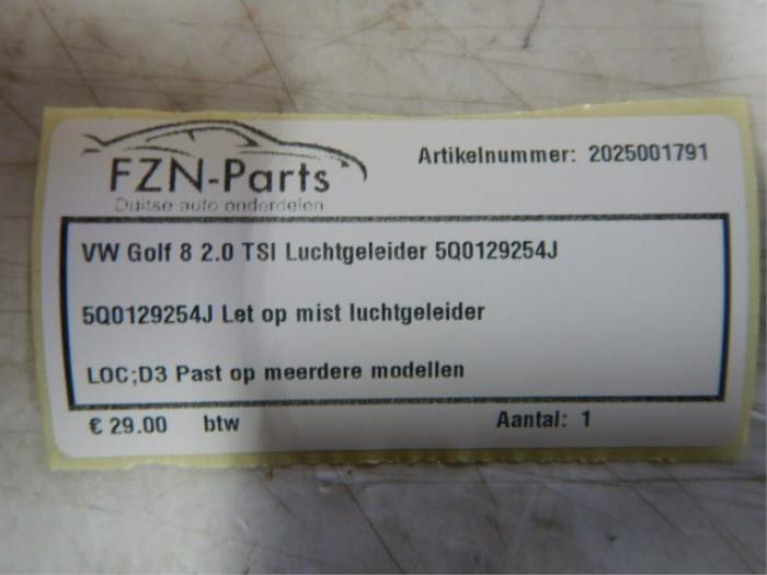 VW Golf 8 2.0 TFSI Luchtgeleider