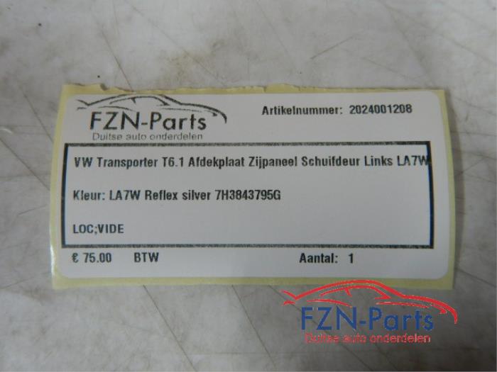 VW Transporter T6.1 Afdekplaat Zijpaneel Schuifdeur Links LA7W Kleur: LA7W Reflex Silver