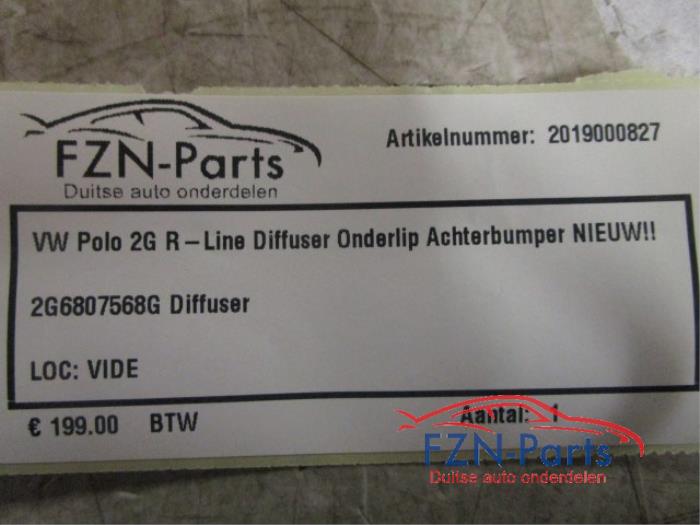 VW Polo 2G R-Line Diffuser Onderlip Achterbumper NIEUW!!