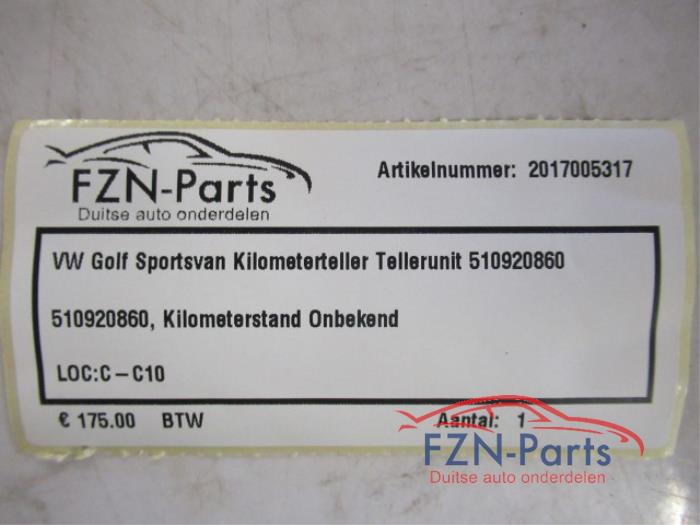 VW Golf Sportsvan Kilometerteller Tellerunit