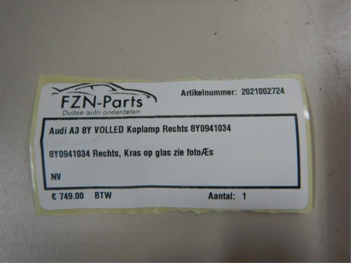 Koplamp rechts Audi A3 (22722497)