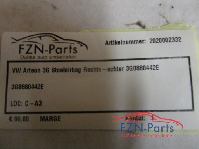 Airbag Portier 4Deurs rechts-achter Volkswagen Arteon (22740743)