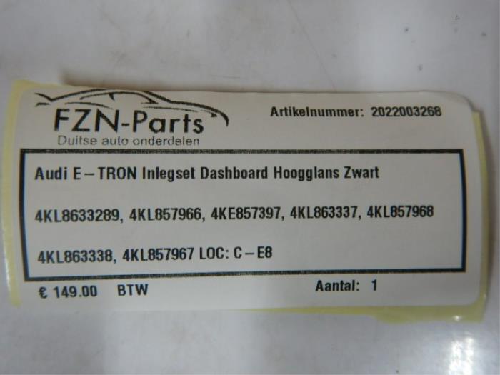 Audi E-Tron Inlegset Dashboard Hoogglans Zwart