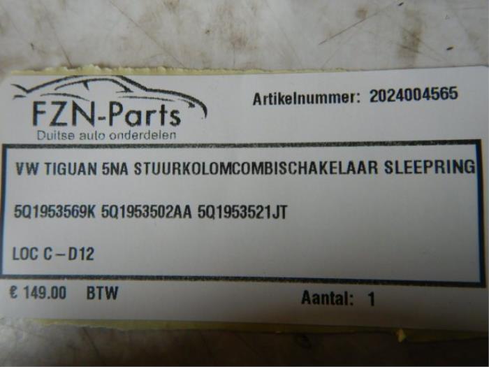 VW Tiguan 5NA Stuurkolomcombischakelaar Sleepring