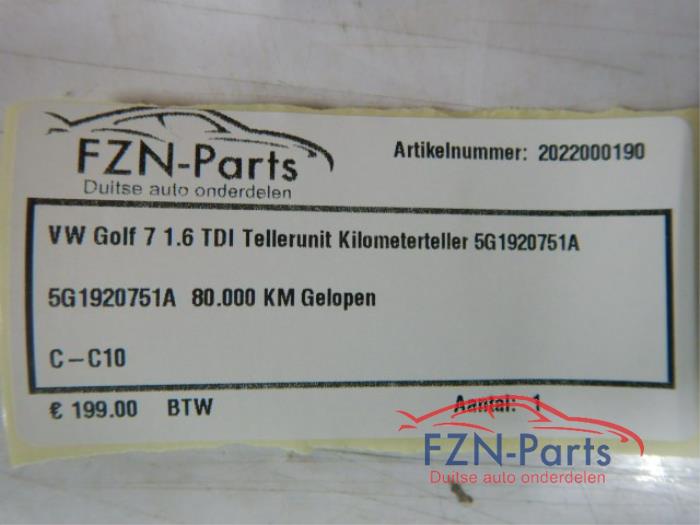 VW Golf 7 1.6TDI Tellerunit Kilometerteller