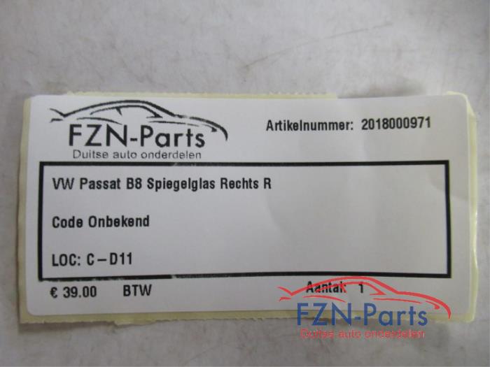 VW Passat B8 Spiegelglas Rechts R