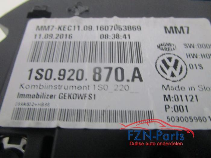 VW UP! Facelift Kilometerteller Tellerunit
