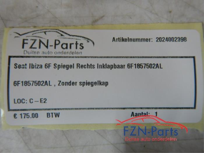 Seat Ibiza 6F Spiegel Rechts Inklapbaar