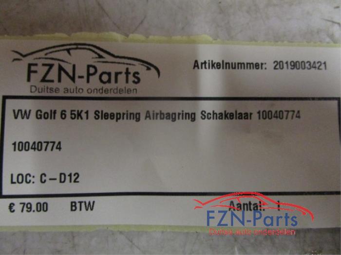VW Golf 6 5K1 Sleepring Airbagring Schakelaar