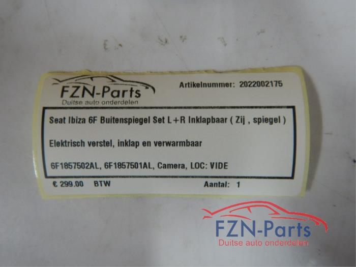Seat Ibiza 6F Buitenspiegel Set L+R Inklapbaar (Zij,Spiegel) Elektrisch Verstel, Inklap en Verwarmbaar