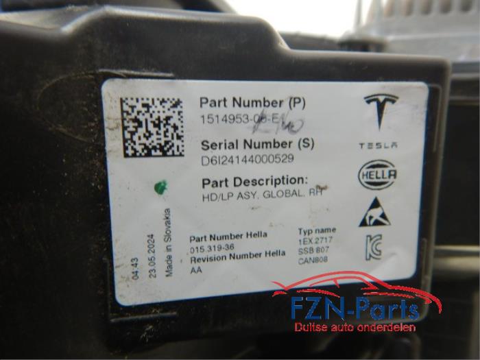 Tesla Model 3 Volled Facelift Koplamp Rechts