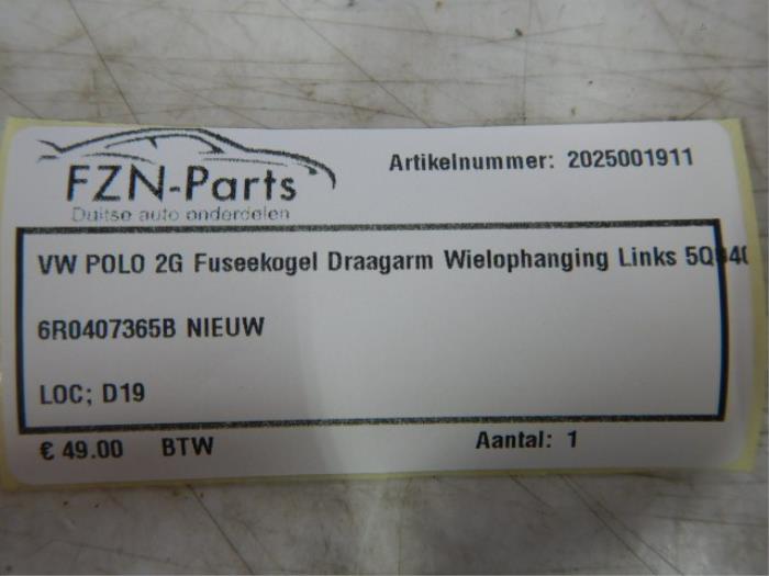 VW Polo 6R fuseekogel Draagarm Wielophanging Links