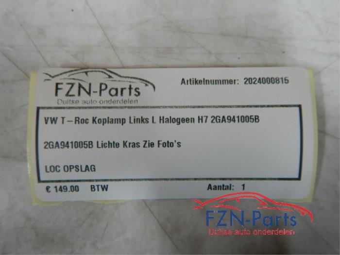VW T-Roc Koplamp Links L Halogeen H7