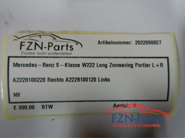 Mercedes-Benz S-Klasse W222 Long Zonwering Portier L+R