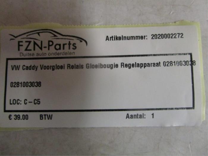 VW Caddy Voorgloei Relais Gloeibougie Regelapparaat