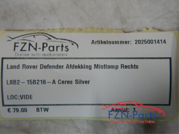 Land Rover Range Rover Defender Afdekking Mistlamp Rechts