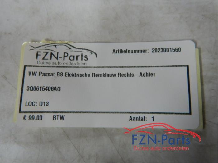 VW Passat B8 Elektrische remklauw Rechts-achter