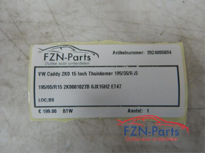 VW Caddy 2K0 15 Inch Thuiskomer Reservewiel 195/65/R15