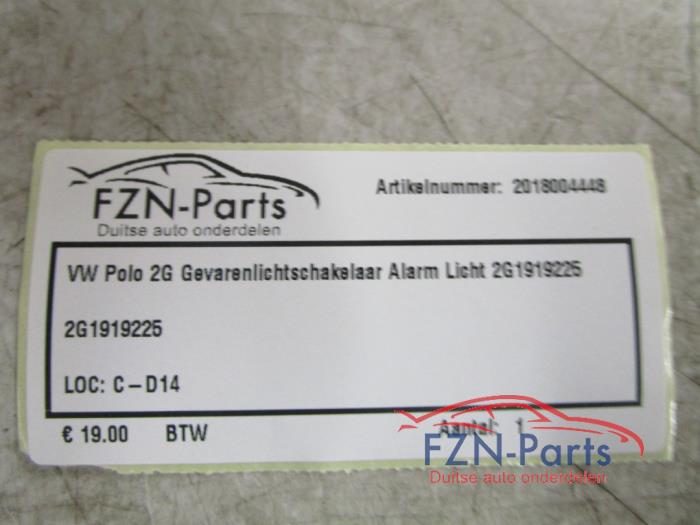 VW Polo 2G Gevarenlichtschakelaar Alarm Licht