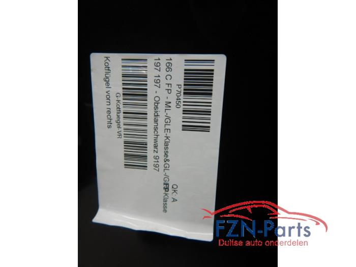 Mercedes Benz ML W166 Spatscherm Zijscherm Rechts