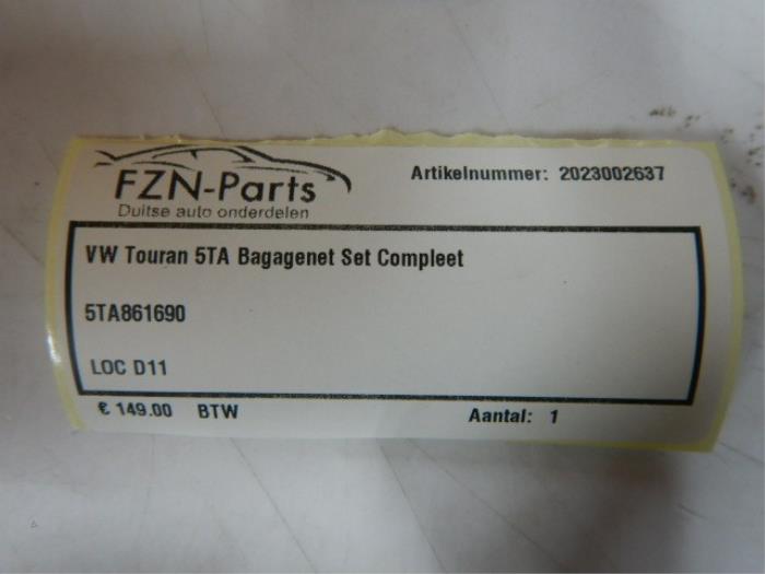 VW Touran 5TA Bagagenet Set Compleet