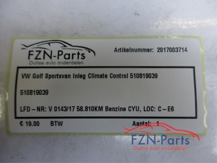 Climatronic Paneel Volkswagen Golf Sportsvan (22744823)