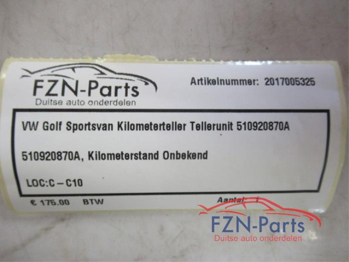 VW Golf Sportsvan Kilometerteller Tellerunit